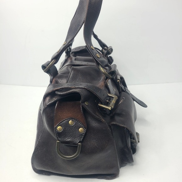 Vtg Mulberry Roxanne Handbag Shoulder Bag Leather Dark Brown Boho Chic Utility - Picture 4 of 13